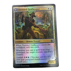 ✨️Holographic Magic: The Gathering Devoted Grafkeeper Card Green